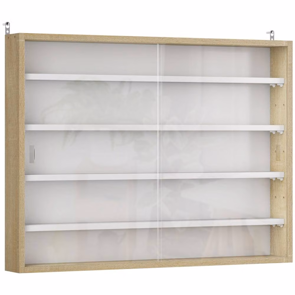 Wyld Haus Nivise Wall Mounted 5 Tier Display Cabinet with Glass Sliding Doors in White – 2