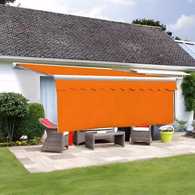 Primrose Orange Awning Valance with 1m Dropdown, Width: 350 cm