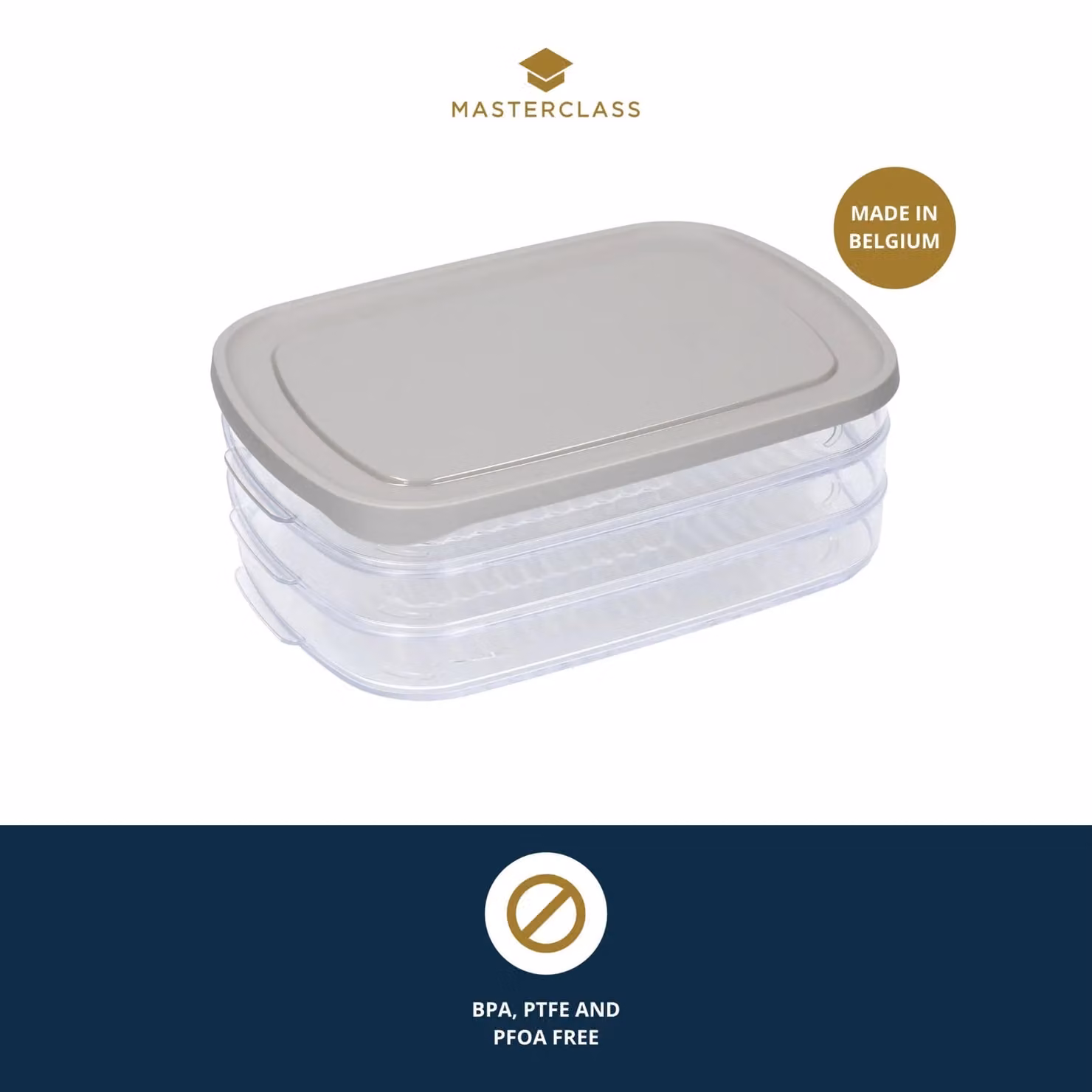 MasterClass Deli Food Storage Box with 3 Airtight Transparent Compartments and Grey Lid – 8