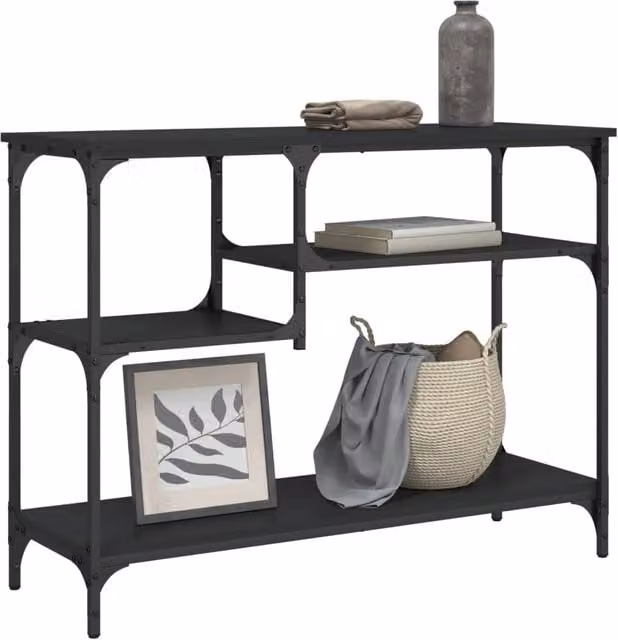 Berkfield Home Console Table with Shelves in Black, W/D/H: 100 x 35 x 75 cm – 1