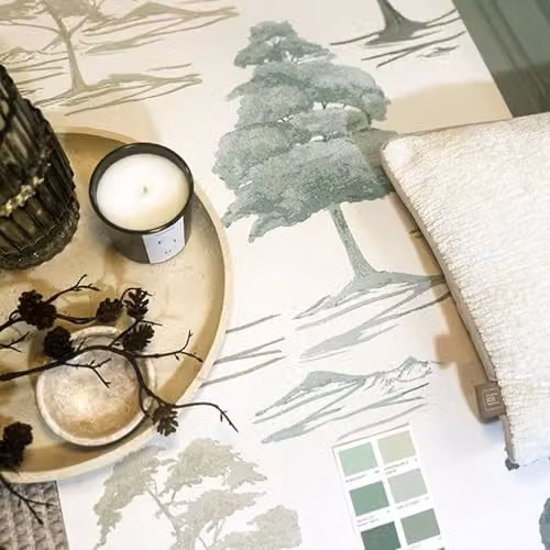 Belgravia Decor Carlotta Tree Motif Metallic Textured Vinyl Wallpaper in Sage Green – 3