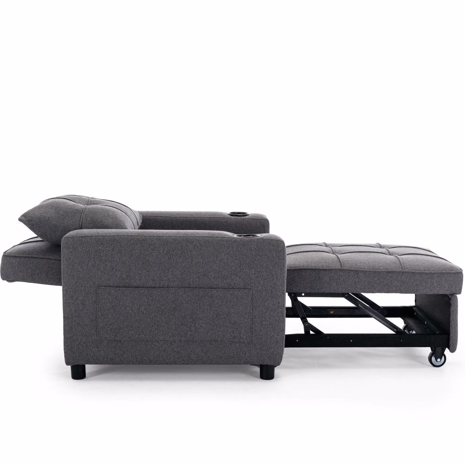 More4Homes Hudson 1-Seater Sofa Bed in Grey Linen Fabric – 3