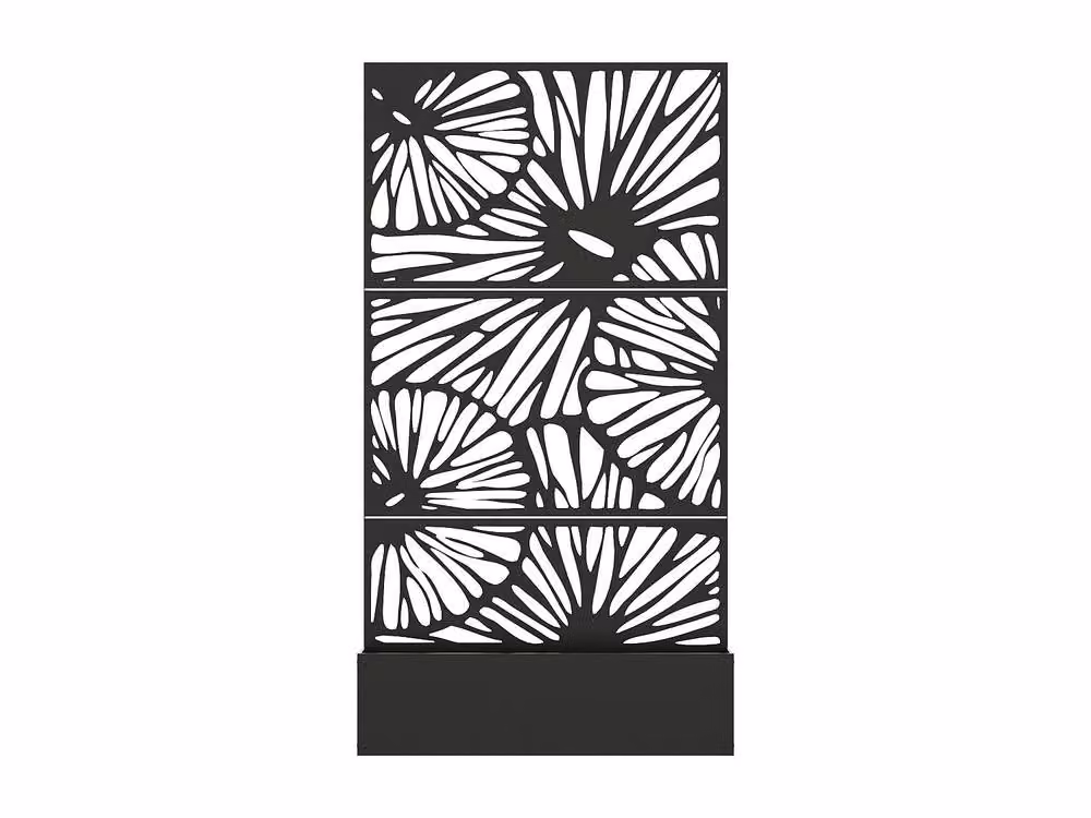 Vente-unique Black Metal Freestanding Planter with Patterned Trellis, W: 92 cm, D: 32.5 cm, H: 173 cm – 2