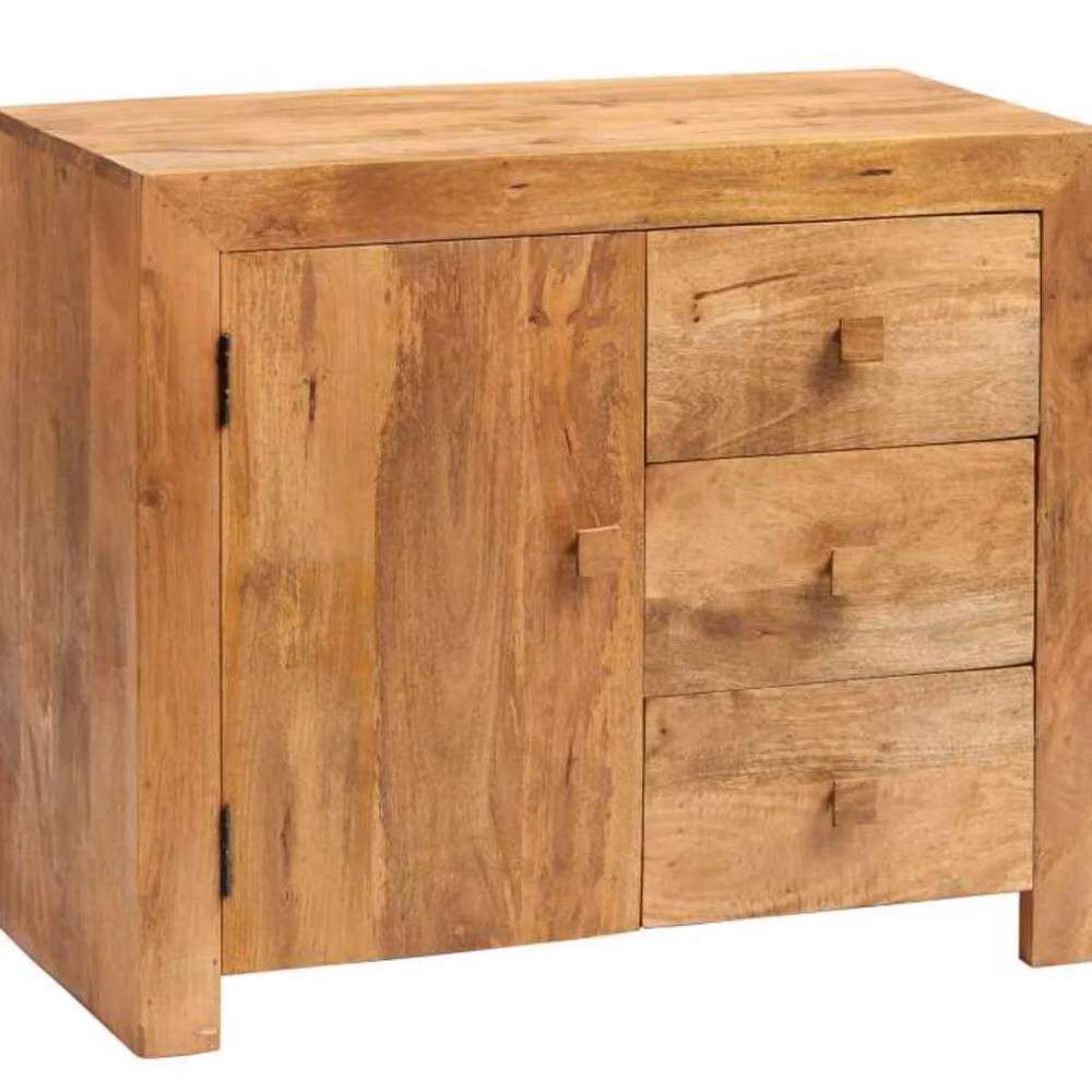 Wyld Haus Manila Modern Mango Wood Sideboard with 3 Drawers and 1 Door in Brown – 2