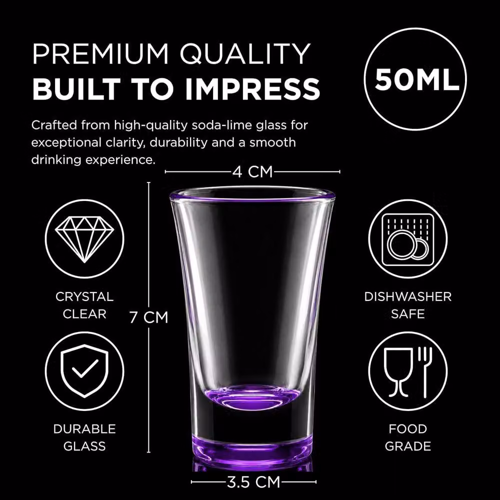 volila Heavy Base Shot Glasses, Multicolour, 50ml, 6 Pack – 2