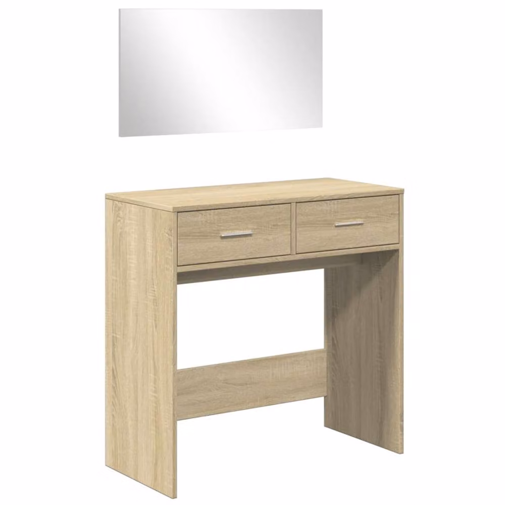 Berkfield Home Modern Dressing Table with Mirror in Sonoma Oak and Light Tan, W/D/H: 80 x 39 x 80 cm – 2