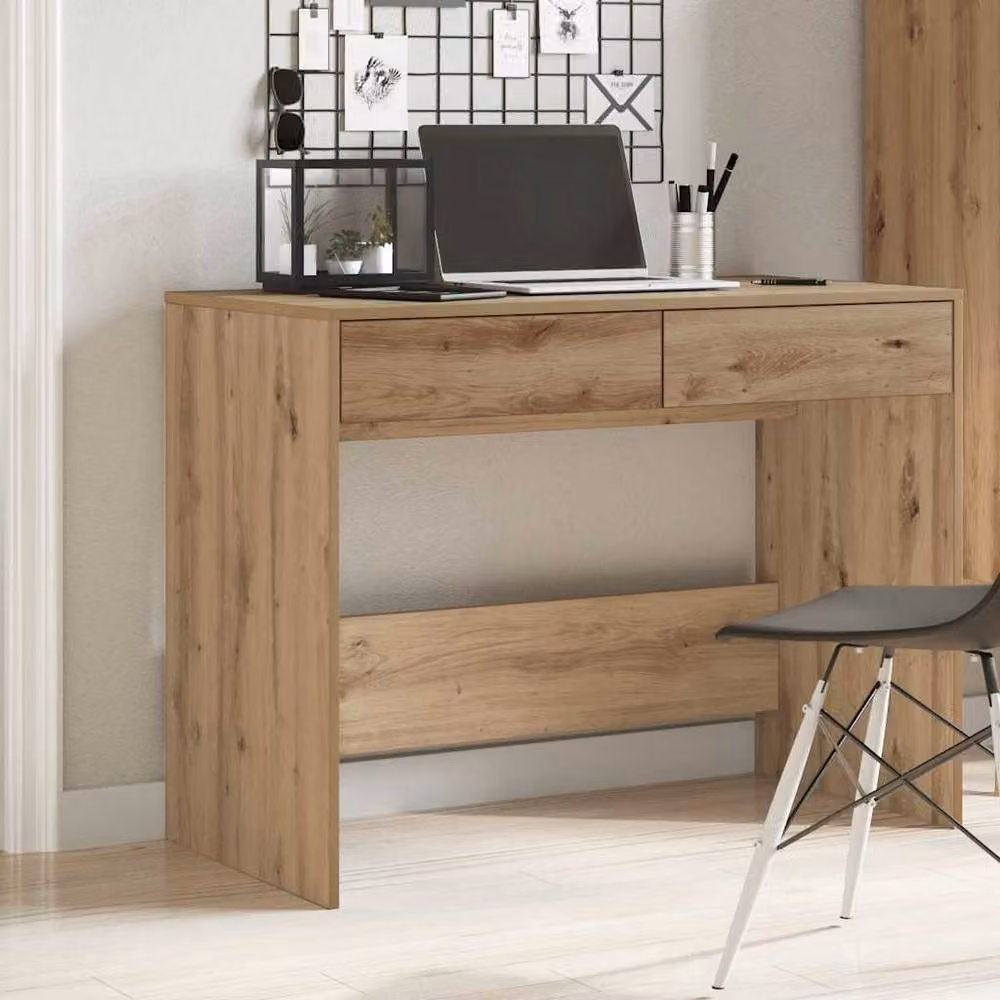 Berkfield Home Artisan Oak Writing Desk in Brown, W/D/H: 101 x 50 x 76.5 cm – 2