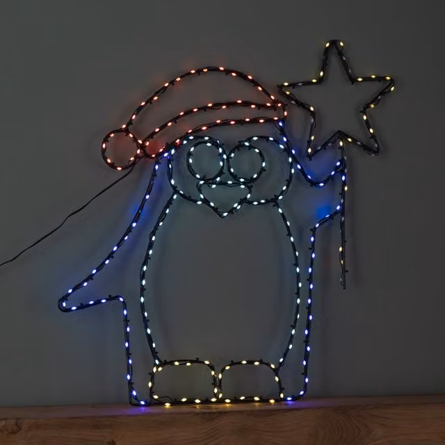 Samuel ALEXANDER FlexiBrights Christmas Penguin with Star, Multi-Coloured LEDs, W: 58 cm, H: 52 cm