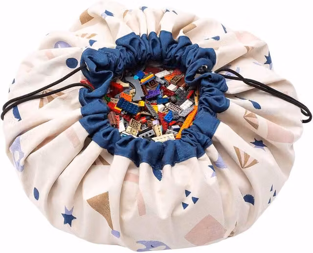OHS Circus 2 In 1 Storage Bag Playmat in Blue and Multicolour Cotton
