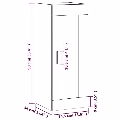 vidaXL Wall Mounted Cabinet in Brown Smoked Oak, W/D/H: 34.5 x 34.0 x 90.0 cm – 3
