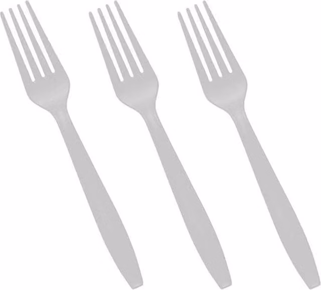 ECONX Heavy Duty Reusable Plastic Forks in White, 100 Pieces – 1