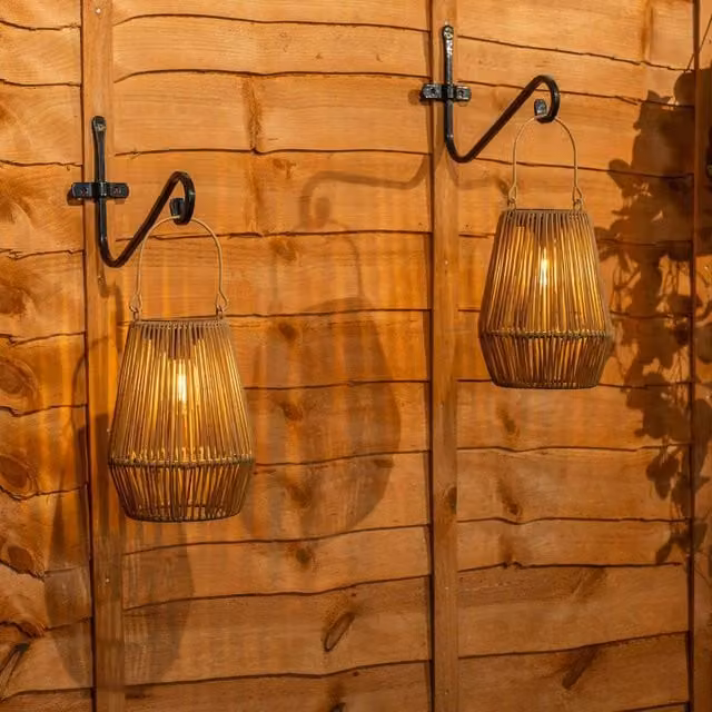 ValueLights Solar Powered Natural Faux Bamboo Garden Lantern Lights, 2 Pack, Brown – 1