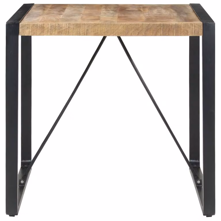 Berkfield Home Square Dining Table in Brown Rough Mango Wood, W/D/H: 80 x 80 x 75 cm
