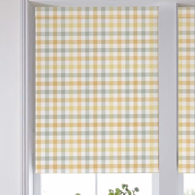 Laura Ashley Cove Check Translucent Made to Measure Roller Blind, Yellow