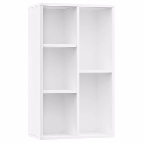 vidaXL Modern White MDF Book Cabinet and Sideboard, W/D/H: 50 x 25 x 80 cm – 1