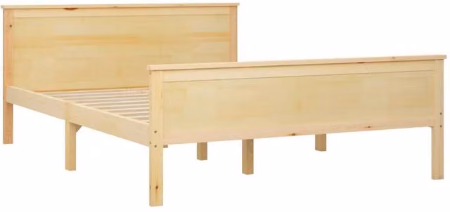 Berkfield Home Modern Small Double Bed Frame in Solid Pine Wood, Beige, W/D/H: 120 x 200 x 128 cm