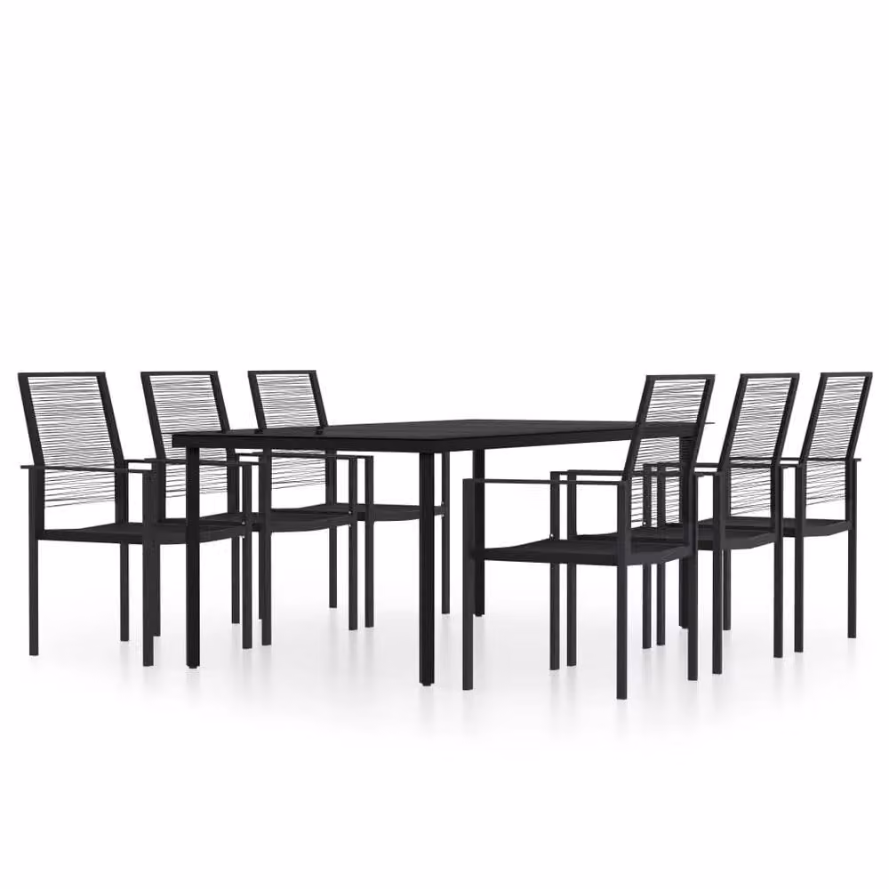 Berkfield Home 7 Piece Black Garden Dining Set – 2