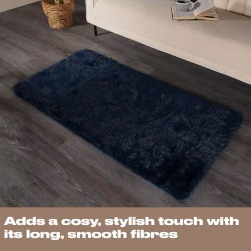 Sienna Modern Shaggy Runner Rug, Navy Blue, W/D/H: 60 x 150 x 1 cm – 3