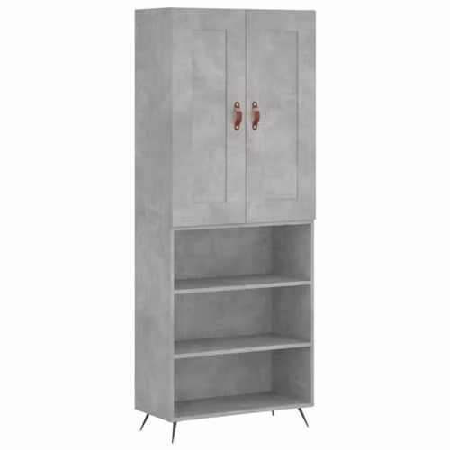 vidaXL Industrial Highboard in Concrete Grey with Hinged Doors and Internal Shelves, W/D/H: 69.5 x 34.0 x 180.0 cm – 1
