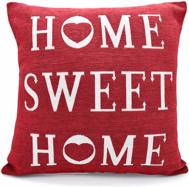 Velosso Red Chenille Square Zip Closure Cushion