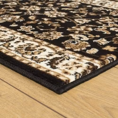 runrug Traditional Black Hallway Runner Rug, Machine Woven, W/D/H: 60 x 390 x 0.9 cm – 3