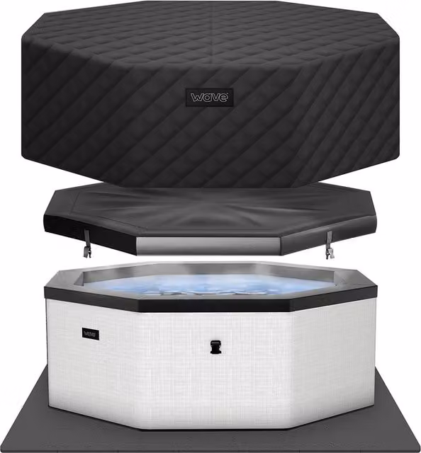 Wave Como 6-Person Inflatable Eco Foam Spa with Integrated Heater in Pebble White with EnergySave Bundle