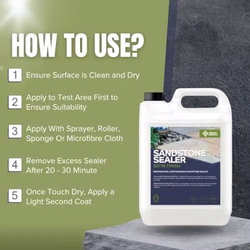 StoneCare4U Sandstone Sealer Satin 5L Transparent Waterproof Exterior Natural Stone Sealant for Sandstone, Limestone and Slate – 3