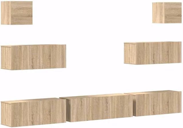 Berkfield Home 7 Piece Sonoma Oak TV Cabinet Set in Light Brown
