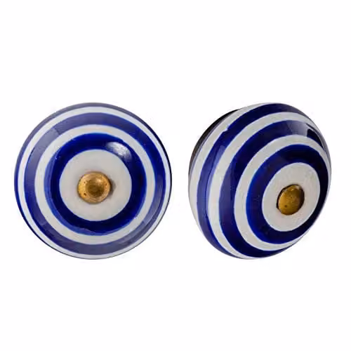 Nicola Spring Ceramic Cupboard Drawer Knobs, Blue, Pack of 6 – 1