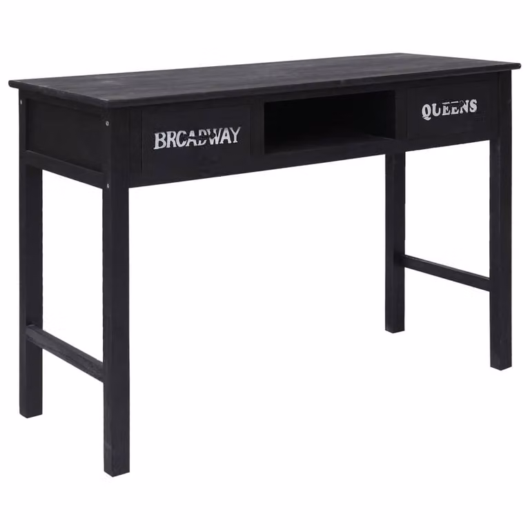 Berkfield Home Elegant Black Lacquered Wood Console Table W: 110 cm, D: 45 cm, H: 76 cm