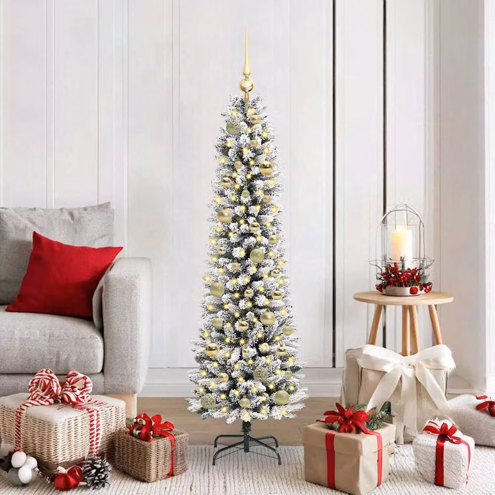 Berkfield Home Artificial Christmas Tree with 150 LEDs in Green and White – 2
