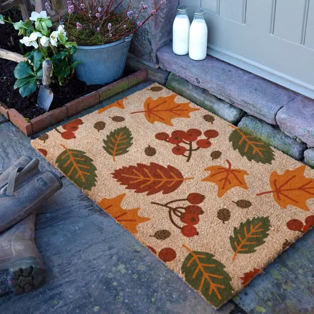Artsy Mats Autumn Leaves Doormat in Brown and Multicolour, W: 90 cm, D: 60 cm – 1