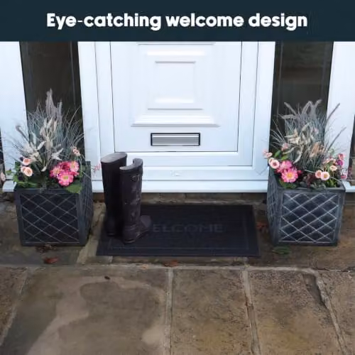 JVL Alvaro Welcome Rubber Pin Doormat, Black, W: 45 cm, D: 75 cm – 8