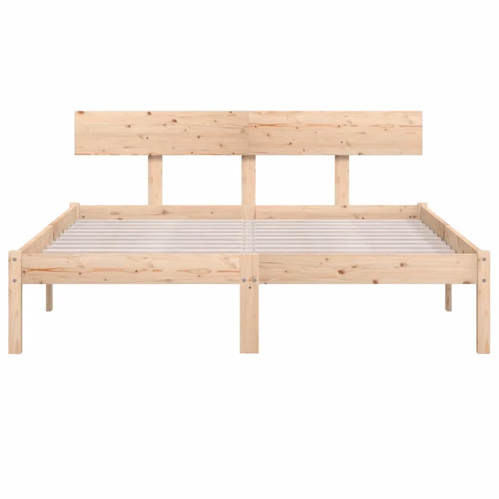 Berkfield Home Solid Wood Pine Bed Frame, Brown, W: 140 cm, D: 200 cm – 2