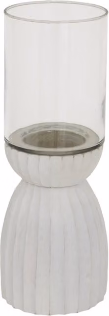 KDMK White Ceramic and Glass Tabletop Tealight Lantern