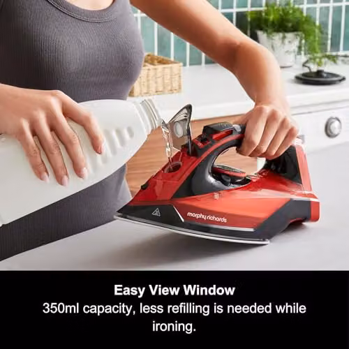 Morphy Richards EasyCHARGE Cordless Steam Iron with Ceramic Soleplate, Anti-Calc and Auto Shut-off, Red – 2