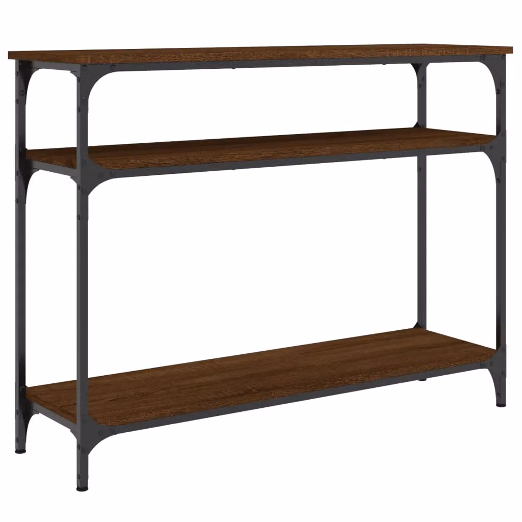 Berkfield Home Industrial Console Table in Brown Oak, W/D/H: 100 x 29 x 75 cm – 2