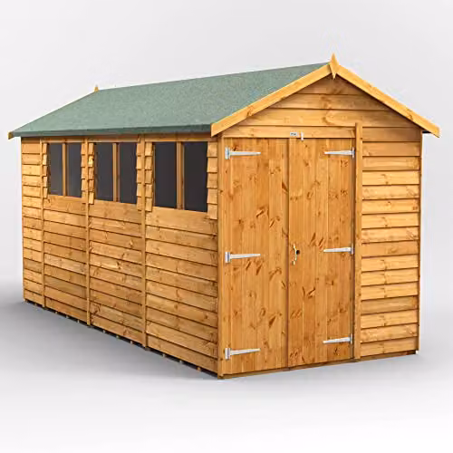 Powersheds Premium Apex Overlap Wooden Shed in Brown with Toughened Glass and Security Features – 1