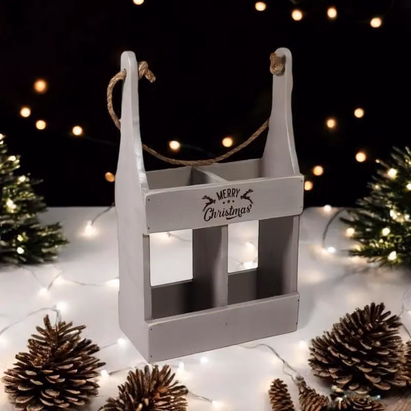 Minster 2 Bottle Wine Holder in Rustic Grey, W: 21 cm, D: 10 cm, H: 39 cm – 2