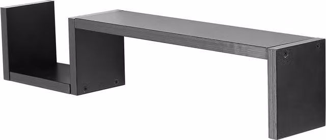 Livingandhome Set of 2 Matt Black Minimalist Floating Wall Mounted Shelves