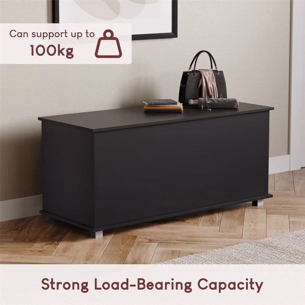 FORGEVIO Large Wooden Toy Chest and Blanket Storage Box in Black, W/D/H: 50 x 50 x 50 cm – 4