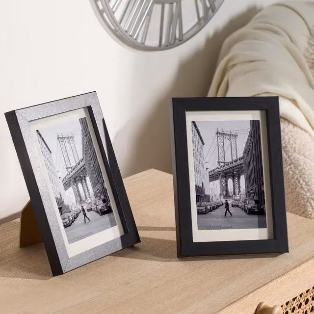 OHS Pack of 2 Modern Rectangular Photo Frames in Black