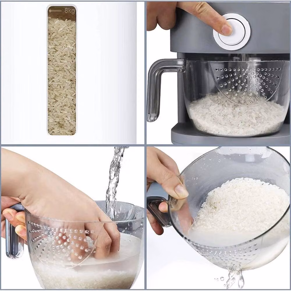 KORVIXA 12kg Large Kitchen Rice Dispenser Container in White and Multicolour – 2