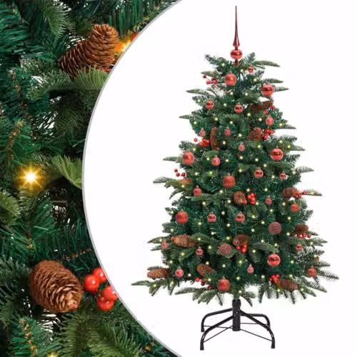 vidaXL Artificial Christmas Tree with 150 LEDs and Stand, Green, Height: 150 cm – 1