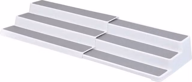 VOGREX 3-Tier Extendable Spice Storage Rack for Cupboard Jars and Tins in White