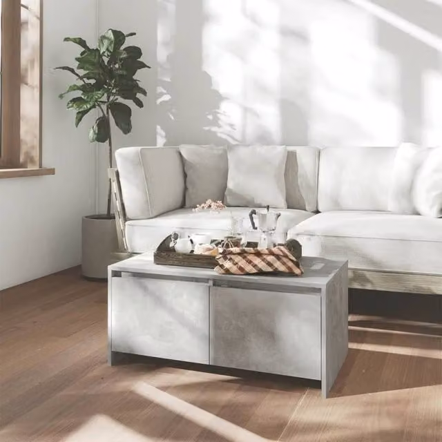 Berkfield Home Modern Rectangular Coffee Table in Concrete Grey, W: 90 cm, D: 50 cm, H: 41.5 cm