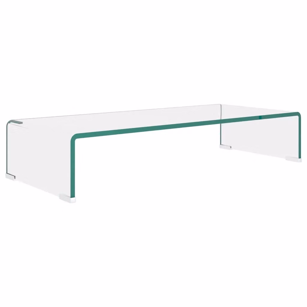 Berkfield Home Clear Glass TV Stand and Monitor Riser, W/D/H: 70 x 30 x 13 cm – 2