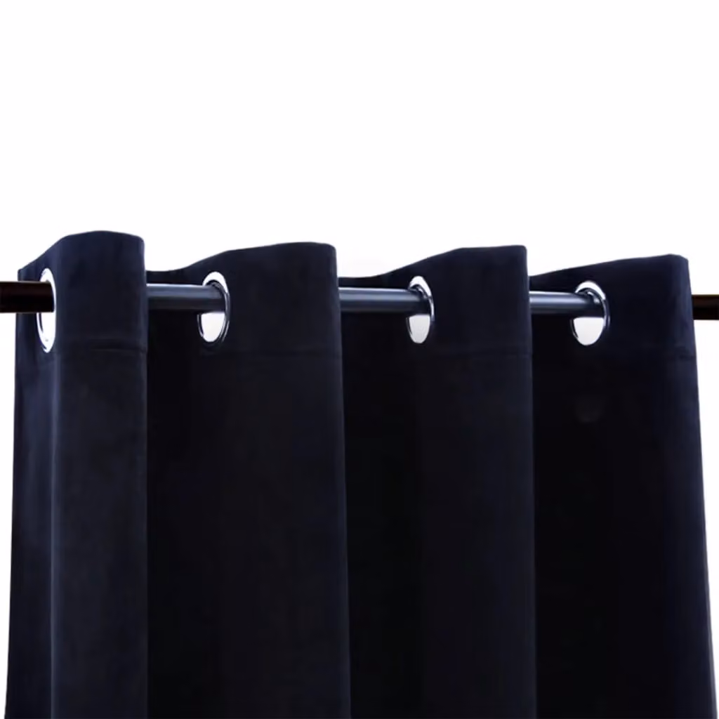 Berkfield Home Blackout Velvet Curtains with Eyelets, 2 Pack, Black, W: 140 cm, H: 225 cm – 3