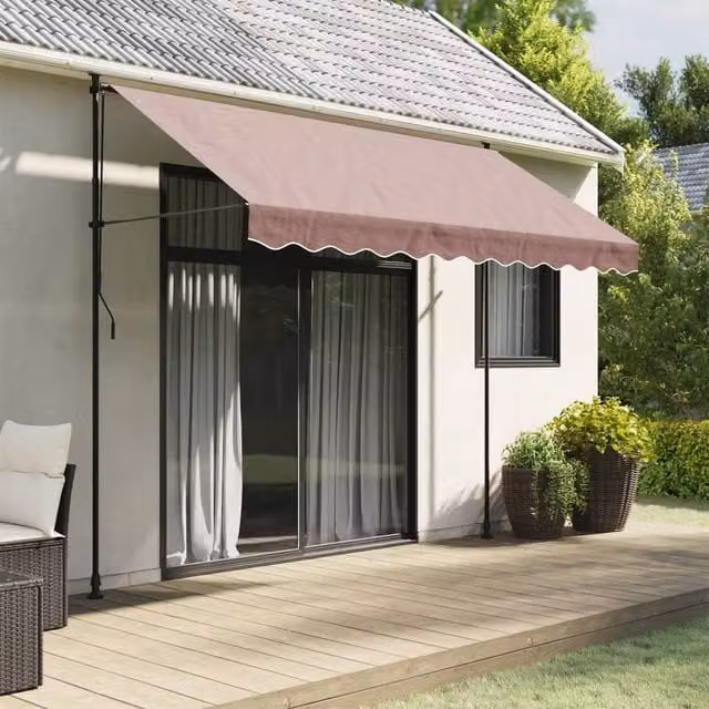 Berkfield Home Replacement Awning Valance Fabric in Brown Stripe, 3 m