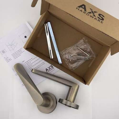 AXS Hardware Detroit Internal Door Handle Pack in Antique Brass Aluminium with 127mm Lever and Concealed Fix – 3
